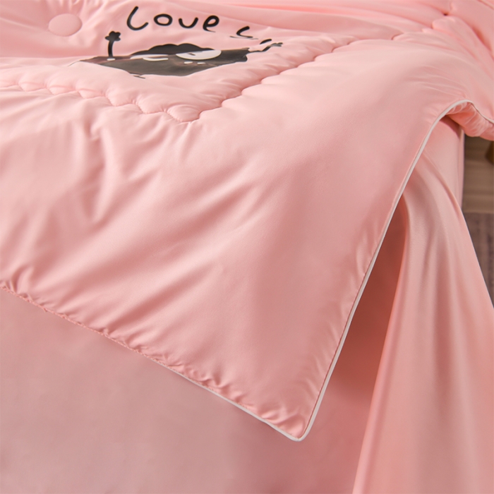 91家纺网 家纺一手货源 找家纺 艾兜坊 2024新款水洗真丝大豆被空调被夏被小煤球系列 小煤球-茉莉粉