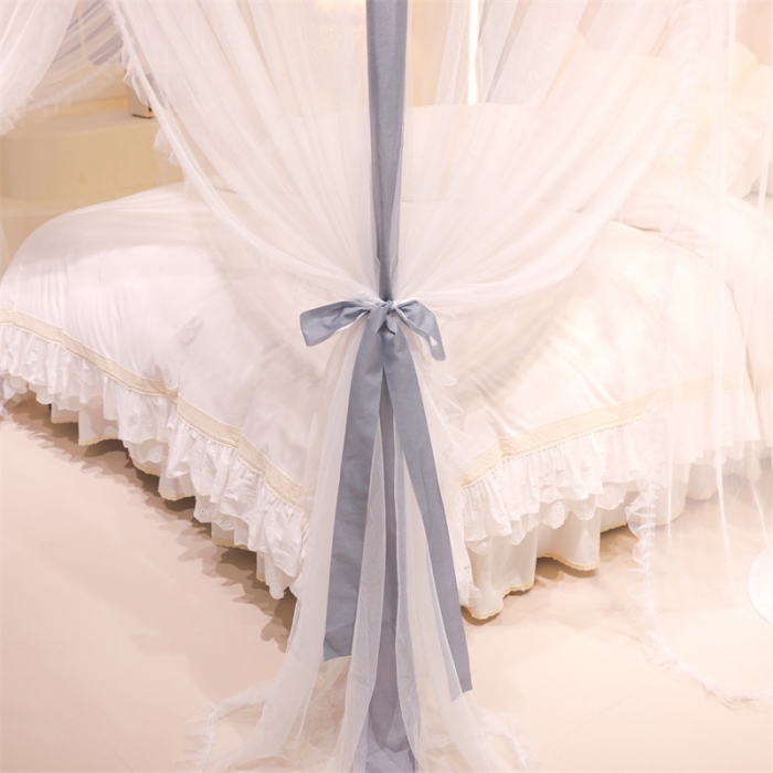 91家纺网 家纺一手货源 找家纺 迪凡保罗 2025新款2408熊猫烫画外穿杆落地宫廷蚊帐 月光灰