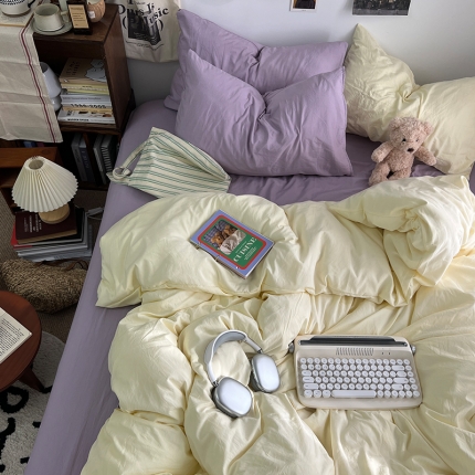 91家纺网 家纺一手货源 找家纺 2024新春款婴儿可以啃咬的混搭水洗棉四件套