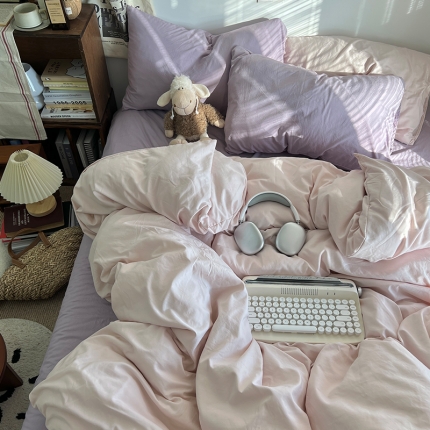 91家纺网 家纺一手货源 找家纺 2024新春款婴儿可以啃咬的混搭水洗棉四件套