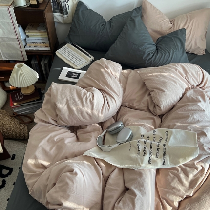 91家纺网 家纺一手货源 找家纺 2024新春款婴儿可以啃咬的混搭水洗棉四件套