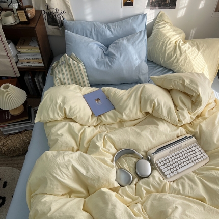 91家纺网 家纺一手货源 找家纺 2024新春款婴儿可以啃咬的混搭水洗棉四件套