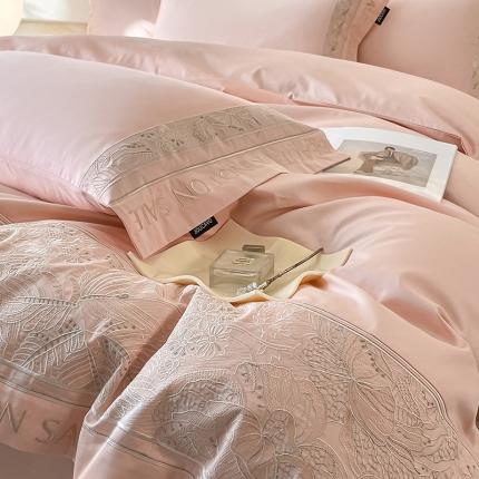 91家纺网 家纺一手货源 找家纺 （总）【2024春夏爆款】100支长绒棉四件套全棉纯棉轻奢重工刺绣纯色