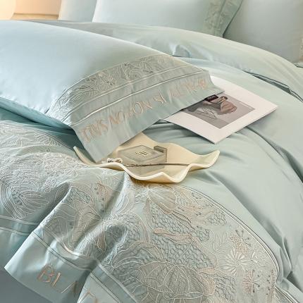 91家纺网 家纺一手货源 找家纺 （总）【2024春夏爆款】100支长绒棉四件套全棉纯棉轻奢重工刺绣纯色