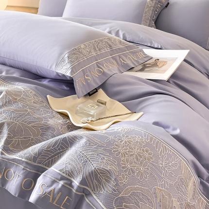 91家纺网 家纺一手货源 找家纺 （总）【2024春夏爆款】100支长绒棉四件套全棉纯棉轻奢重工刺绣纯色