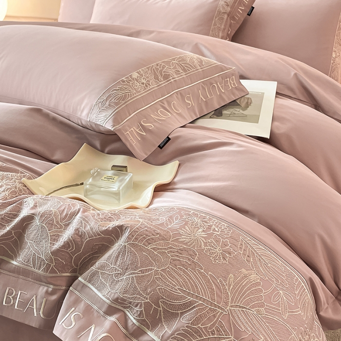 91家纺网 家纺一手货源 找家纺 （总）【2024春夏爆款】100支长绒棉四件套全棉纯棉轻奢重工刺绣纯色