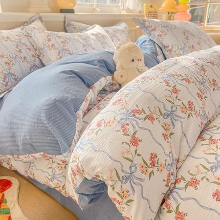 91家纺网 家纺一手货源 找家纺 （总）壹号库家纺 2024新款A类提花有氧泡泡绵四件套现货