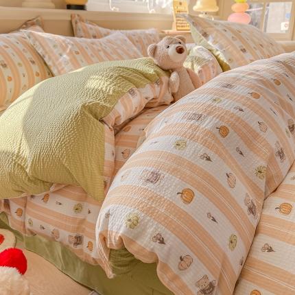 91家纺网 家纺一手货源 找家纺 （总）壹号库家纺 2024新款A类提花有氧泡泡绵四件套现货