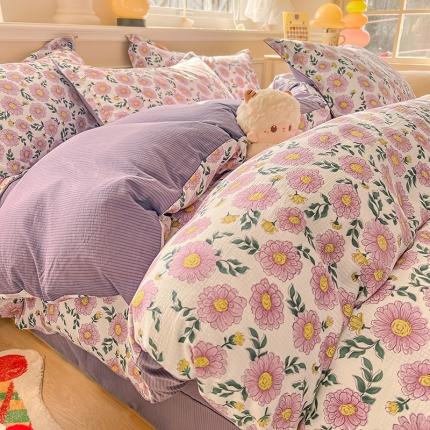 91家纺网 家纺一手货源 找家纺 （总）壹号库家纺 2024新款A类提花有氧泡泡绵四件套现货