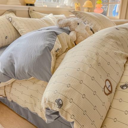 91家纺网 家纺一手货源 找家纺 （总）壹号库家纺 2024新款A类提花有氧泡泡绵四件套现货