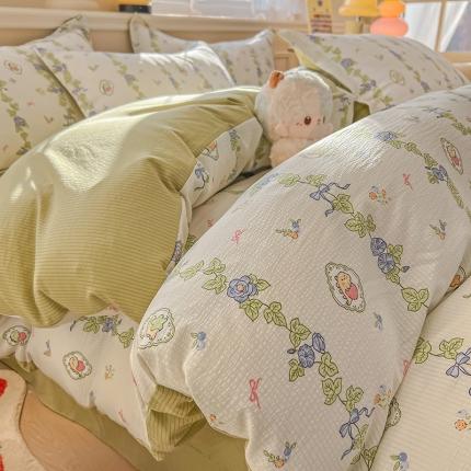 91家纺网 家纺一手货源 找家纺 （总）壹号库家纺 2024新款A类提花有氧泡泡绵四件套现货