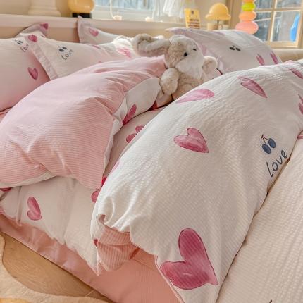 91家纺网 家纺一手货源 找家纺 （总）壹号库家纺 2024新款A类提花有氧泡泡绵四件套现货