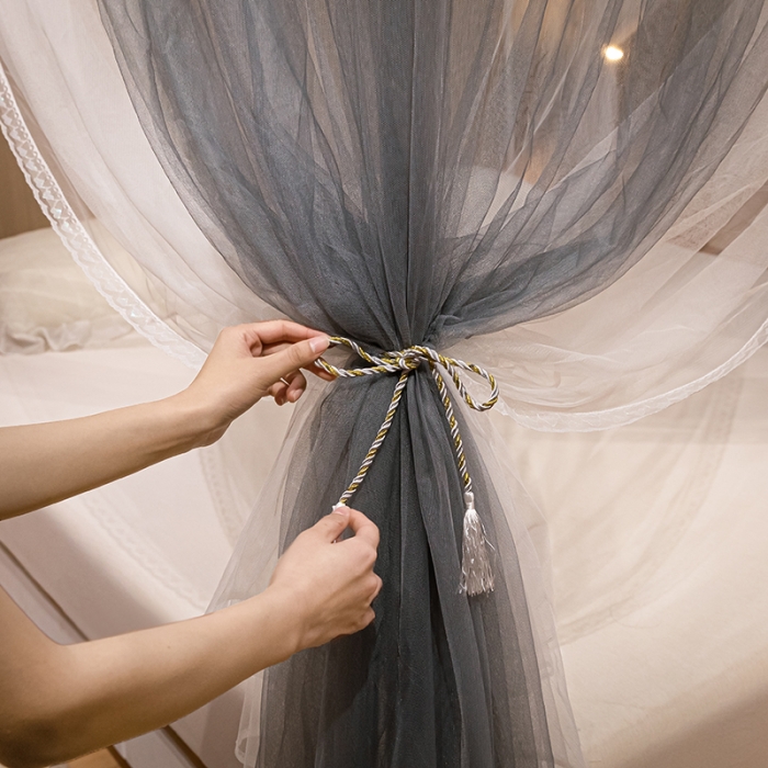 91家纺网 家纺一手货源 找家纺 2024新款三开门家用落地蚊帐方便拆洗简约风加高卧室夏天高级加粗支架