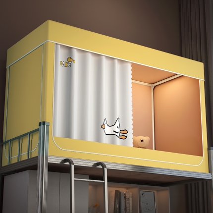 91家纺网 家纺一手货源 找家纺 2024新款学生涂银强遮光蚊帐卡通三开门单人宿舍上下铺高中生通用