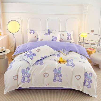 麦瑞家纺 2024新款小版加厚植物羊绒四件套直播 大耳兔