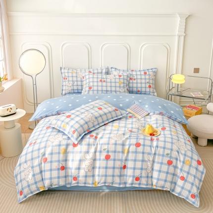 91家纺网 家纺一手货源 找家纺 麦瑞家纺 2024新款小版加厚植物羊绒四件套直播 樱桃甜心