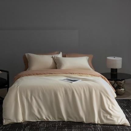 91家纺网 家纺一手货源 找家纺 （总）小懒猪 2024春夏新款全棉斜纹精梳棉纯色极简系列四件套