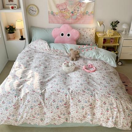 91家纺网 家纺一手货源 找家纺 昔可 2024新款全棉小清新印花四件套 春日小兔序曲