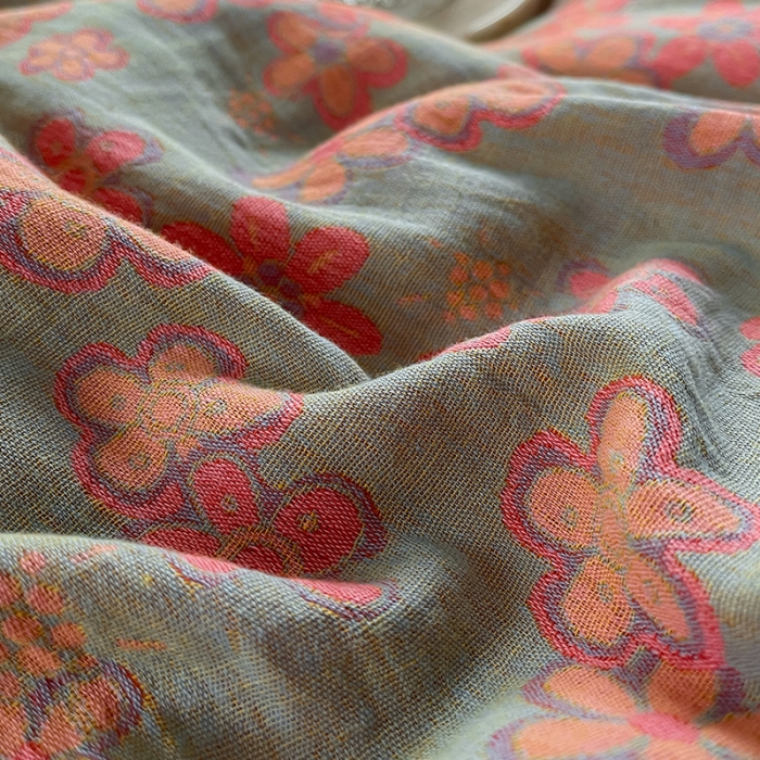 91家纺网 家纺一手货源 找家纺 艾咪 新款法式复古风纯棉双层纱布四件套（有单品售） 花海粉