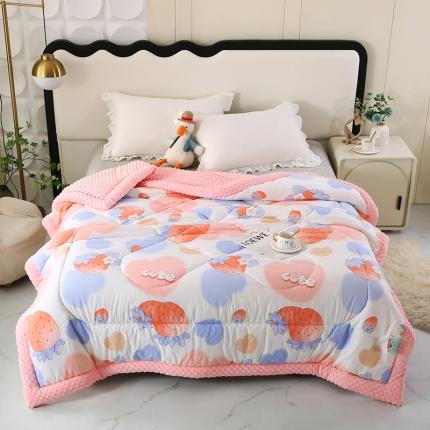 91家纺网 家纺一手货源 找家纺 欧朵 2025新款A类水洗棉豆豆绒被子冬被大豆被芯春秋被冬被 幼儿园 学生宿舍 四季被空调被子 水晶草莓