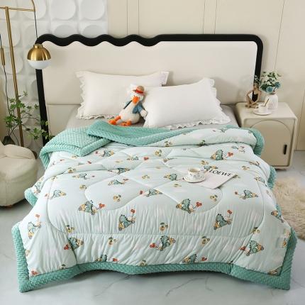 91家纺网 家纺一手货源 找家纺 欧朵 2025新款A类水洗棉豆豆绒被子冬被大豆被芯春秋被冬被 幼儿园 学生宿舍 四季被空调被子 小恐龙