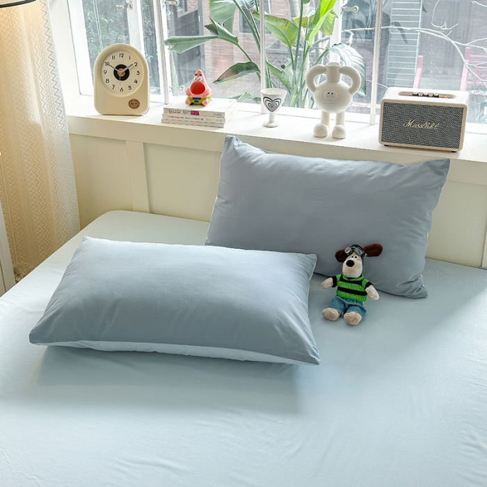 91家纺网 家纺一手货源 找家纺 沐芷2024纯色105g水洗磨毛床单四件套三件套被套---