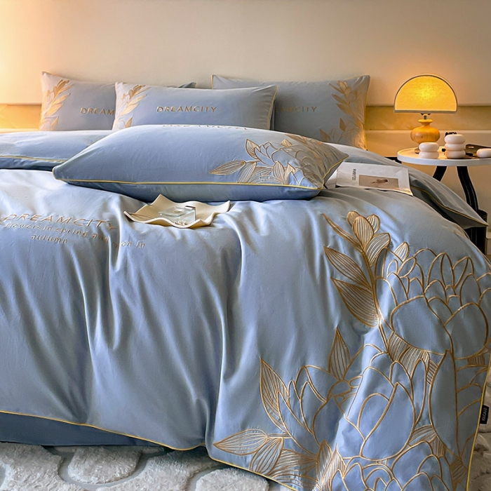 91家纺网 家纺一手货源 找家纺 爱妮菲 A类母婴级全棉磨毛四件套纯棉高精密刺绣长绒棉床上用品床笠款