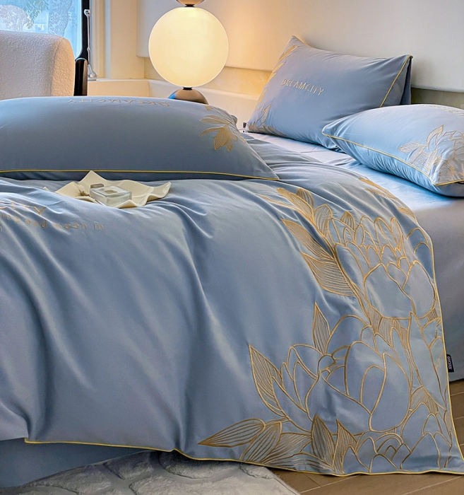 91家纺网 家纺一手货源 找家纺 爱妮菲 A类母婴级全棉磨毛四件套纯棉高精密刺绣长绒棉床上用品床笠款