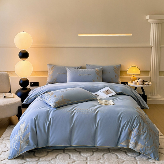 91家纺网 家纺一手货源 找家纺 爱妮菲 A类母婴级全棉磨毛四件套纯棉高精密刺绣长绒棉床上用品床笠款