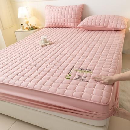 91家纺网 家纺一手货源 找家纺 卡伦 2025新款夹棉床笠烫画系列元素-粉