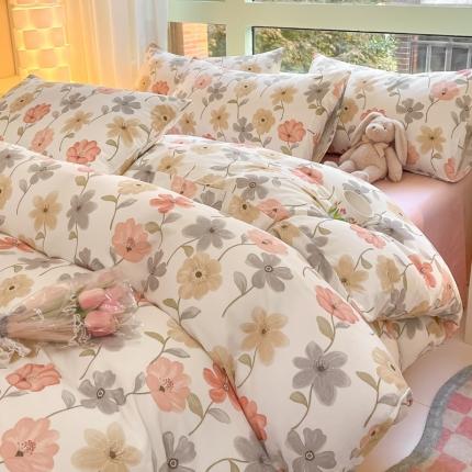 91家纺网 家纺一手货源 找家纺 （总）木子家纺 2024新款全棉双层纱春日印花四件套