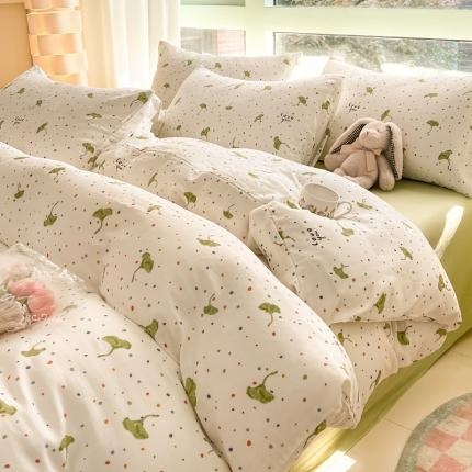 91家纺网 家纺一手货源 找家纺 （总）木子家纺 2024新款全棉双层纱春日印花四件套