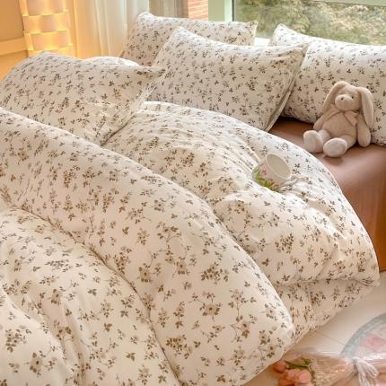 91家纺网 家纺一手货源 找家纺 （总）木子家纺 2024新款全棉双层纱春日印花四件套