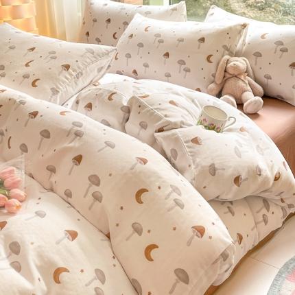 91家纺网 家纺一手货源 找家纺 （总）木子家纺 2024新款全棉双层纱春日印花四件套