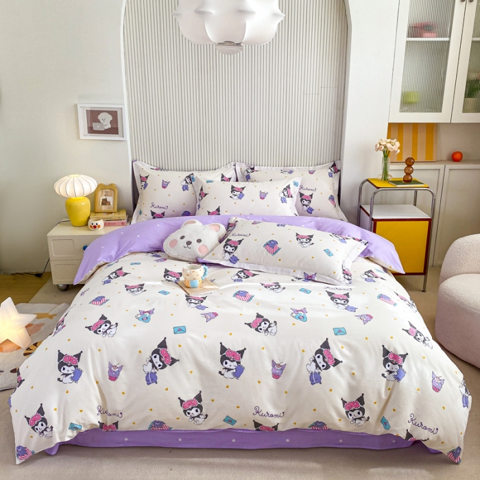 91家纺网 家纺一手货源 找家纺 锦润 2025新款三丽鸥正版授权系列印花全棉四件套库洛米伙伴