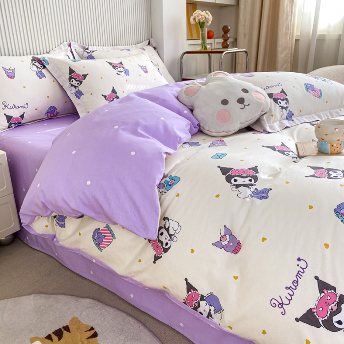 91家纺网 家纺一手货源 找家纺 锦润 2025新款三丽鸥正版授权系列印花全棉四件套库洛米伙伴