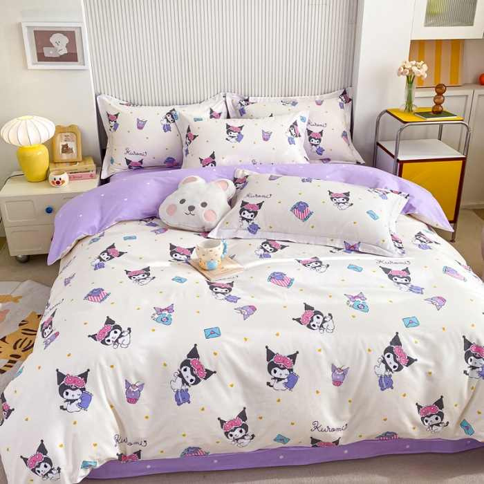 91家纺网 家纺一手货源 找家纺 锦润 2025新款三丽鸥正版授权系列印花全棉四件套库洛米伙伴