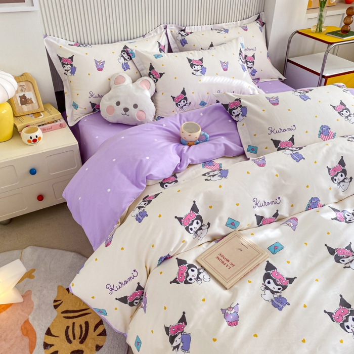 91家纺网 家纺一手货源 找家纺 锦润 2025新款三丽鸥正版授权系列印花全棉四件套库洛米伙伴