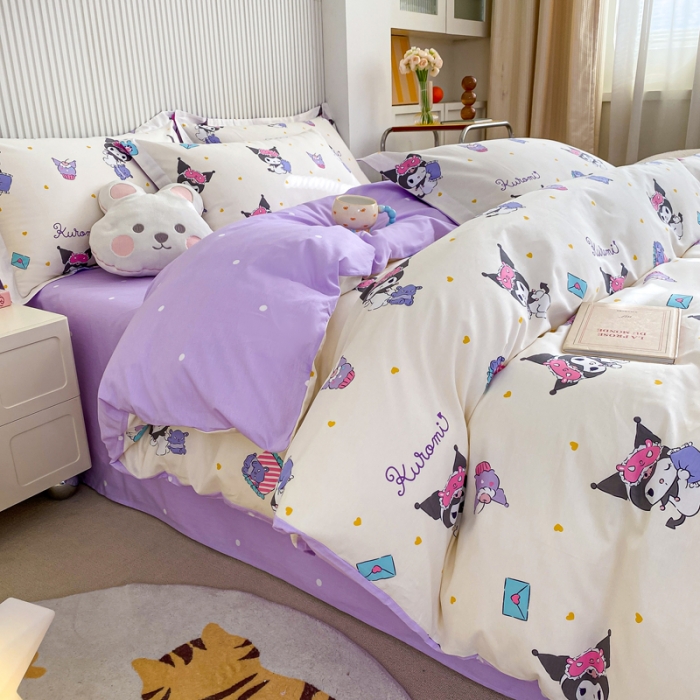 91家纺网 家纺一手货源 找家纺 锦润 2025新款三丽鸥正版授权系列印花全棉四件套库洛米伙伴