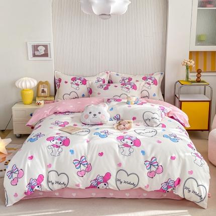 91家纺网 家纺一手货源 找家纺 锦润 2025新款三丽鸥正版授权系列印花全棉四件套樱桃美乐蒂