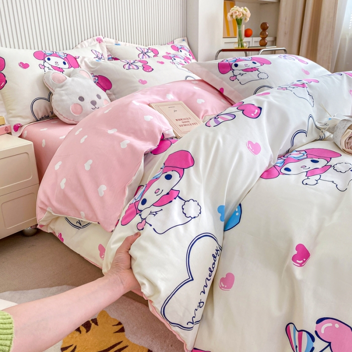 91家纺网 家纺一手货源 找家纺 锦润 2025新款三丽鸥正版授权系列印花全棉四件套樱桃美乐蒂