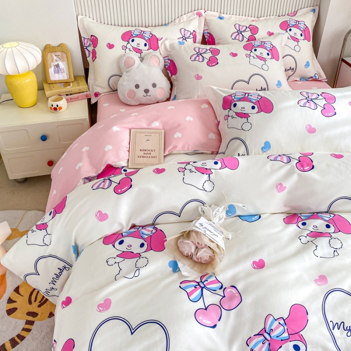 91家纺网 家纺一手货源 找家纺 锦润 2025新款三丽鸥正版授权系列印花全棉四件套樱桃美乐蒂