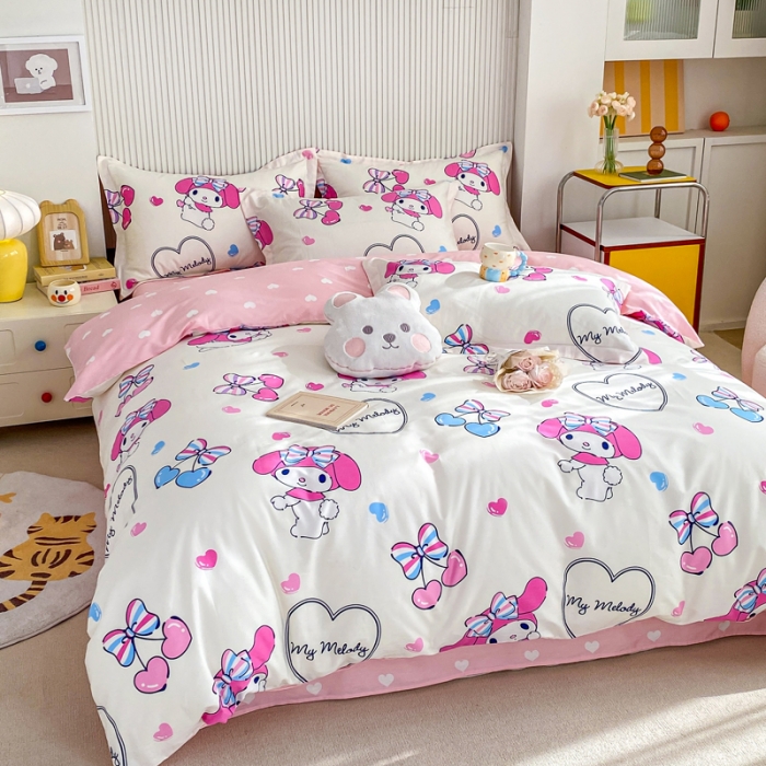 91家纺网 家纺一手货源 找家纺 锦润 2025新款三丽鸥正版授权系列印花全棉四件套樱桃美乐蒂