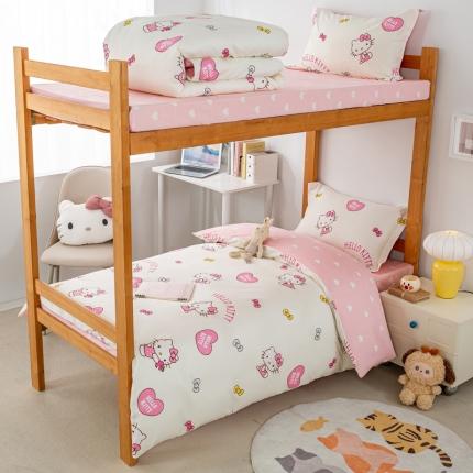 91家纺网 家纺一手货源 找家纺 锦润 2025新款三丽鸥系列印花学生三件套纯棉全棉三件套爱心KT猫