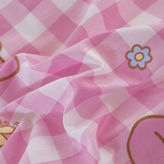 91家纺网 家纺一手货源 找家纺 锦润 2025新款三丽鸥系列印花学生三件套纯棉全棉三件套粉格美乐蒂