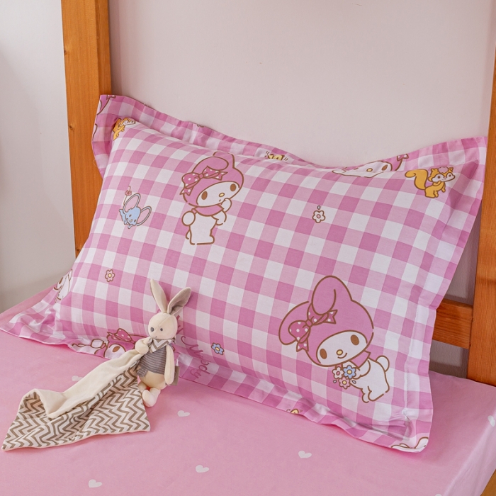 91家纺网 家纺一手货源 找家纺 锦润 2025新款三丽鸥系列印花学生三件套纯棉全棉三件套粉格美乐蒂