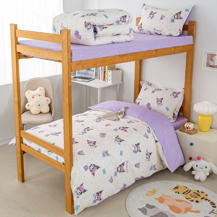 91家纺网 家纺一手货源 找家纺 锦润 2025新款三丽鸥系列印花学生三件套纯棉全棉三件套库洛米伙伴