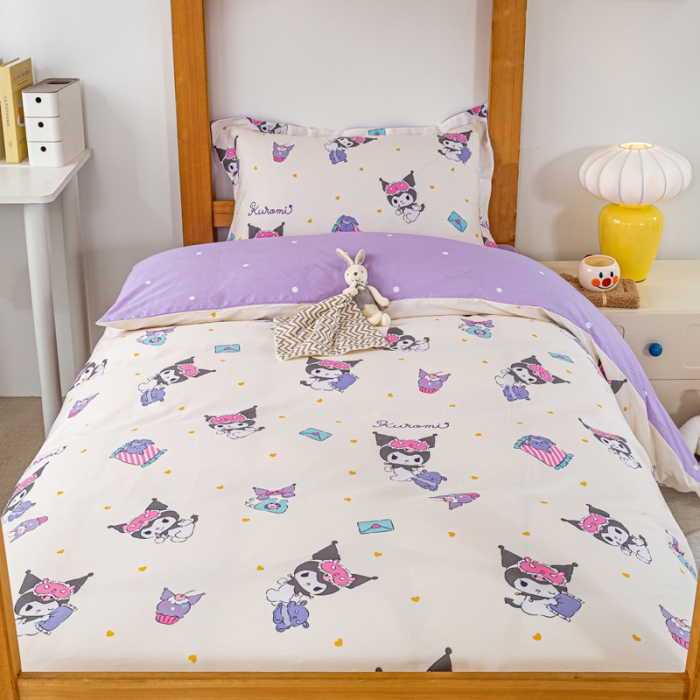 91家纺网 家纺一手货源 找家纺 锦润 2025新款三丽鸥系列印花学生三件套纯棉全棉三件套库洛米伙伴