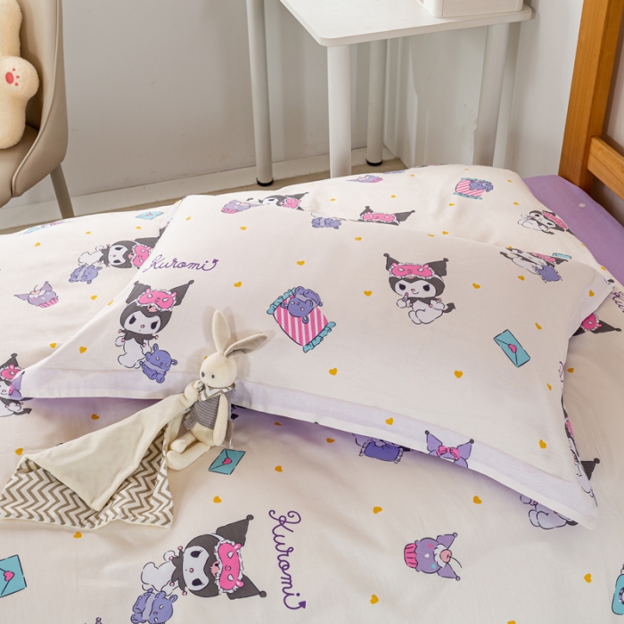 91家纺网 家纺一手货源 找家纺 锦润 2025新款三丽鸥系列印花学生三件套纯棉全棉三件套库洛米伙伴