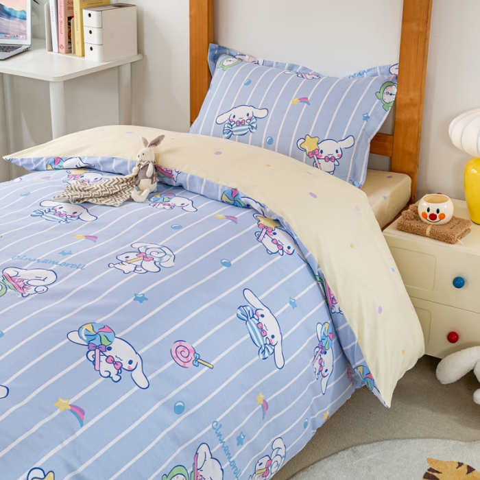 91家纺网 家纺一手货源 找家纺 锦润 2025新款三丽鸥系列印花学生三件套纯棉全棉三件套星星大耳狗